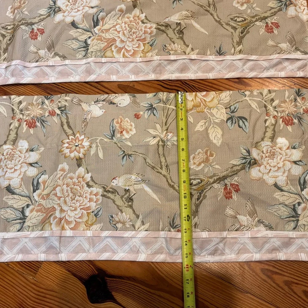 Pair Waverly Mudan Floral Bird Nest Window Valances 56x15.5